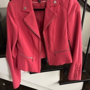 Pink Salmon Moto Jacket with Zipper & Lace Details WHBM Size 2 never worn
